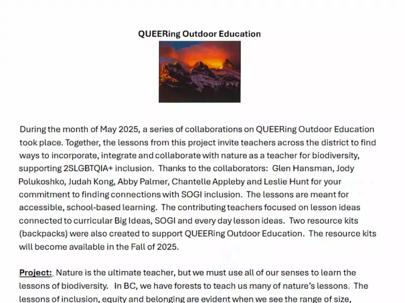 B.C. Teachers Told to 'Queer' Outdoor Education for Children as Young as Four