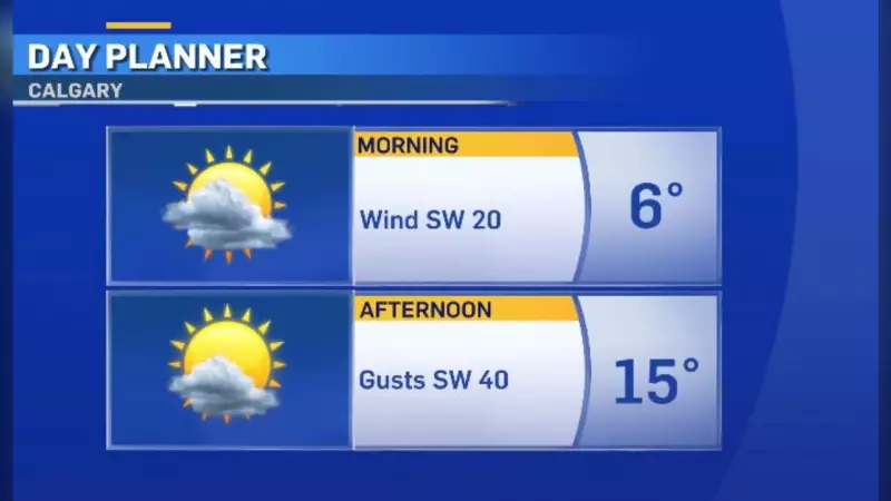 Calgary's Warm Windy Thursday Brings Mid-Teens Temperatures