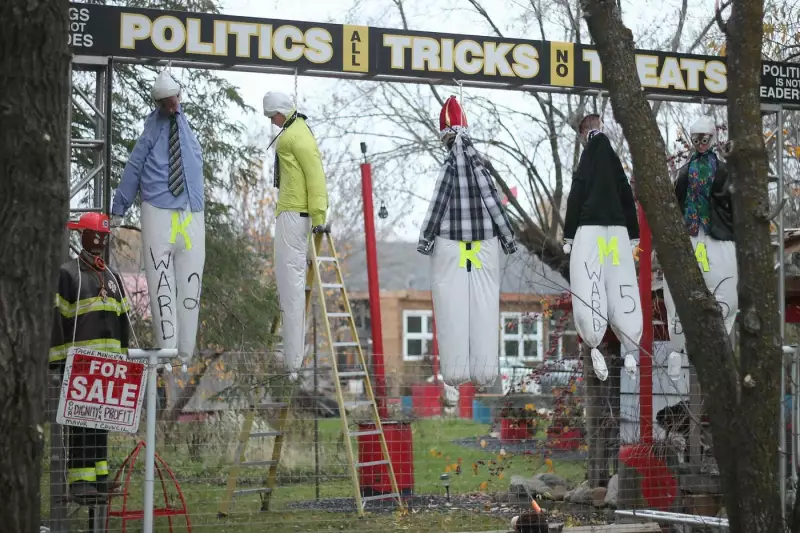 Controversial Halloween Display Featuring Hanging Politicians Removed in Manitoba