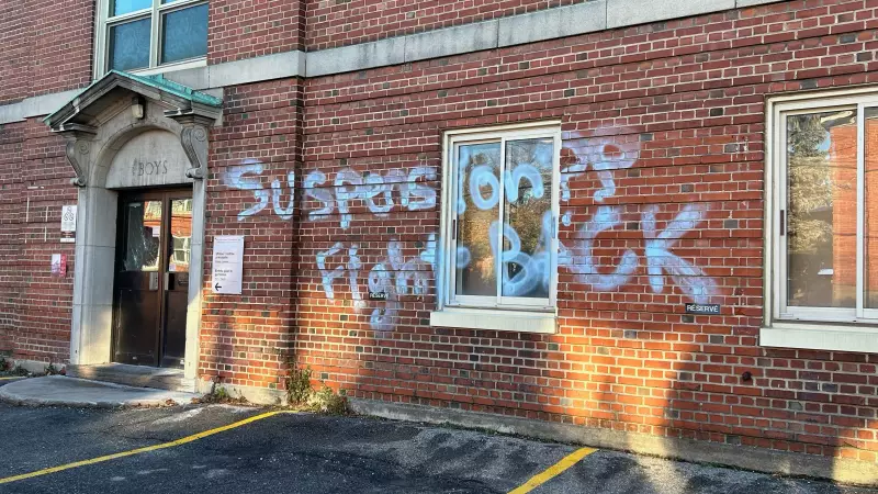 Graffiti and Vandalism at Royal West Academy: "Suspension?? Fight Back"