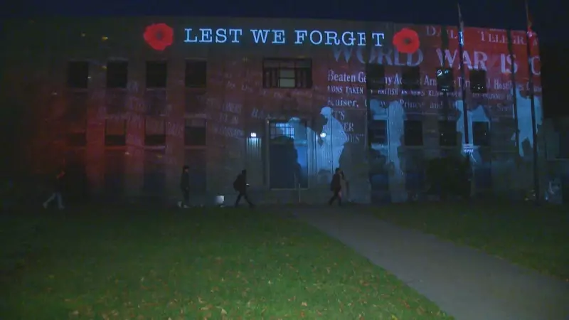 Halifax Projects Remembrance Day Light Show on Memorial Library