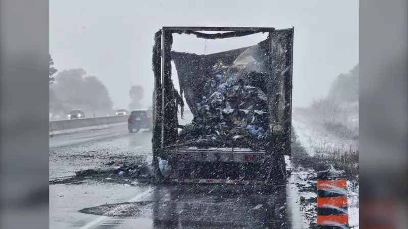 Highway 401 Closed After Tractor Trailer Fire and Fuel Spill