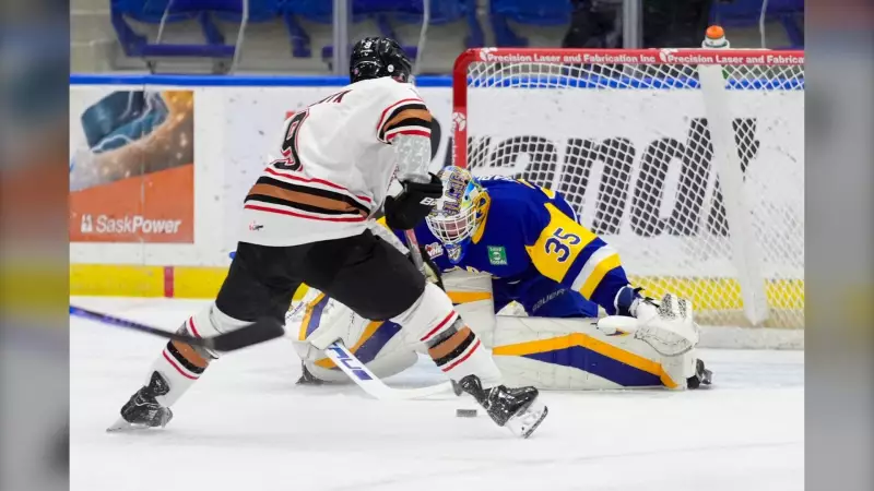 Kale Dach's Hat Trick Powers Calgary Hitmen to 4-1 Victory Over Saskatoon Blades