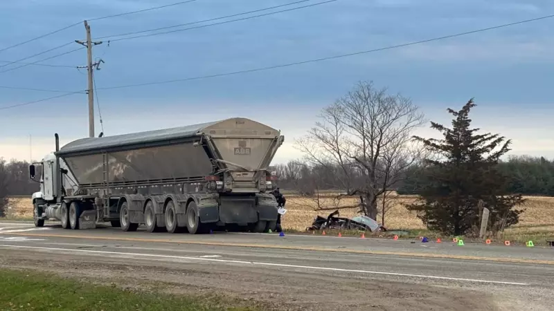 Life-Threatening Injuries in Central Elgin Sedan-Tractor Trailer Crash
