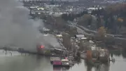 Large Fire Erupts Near Alex Fraser Bridge in North Delta