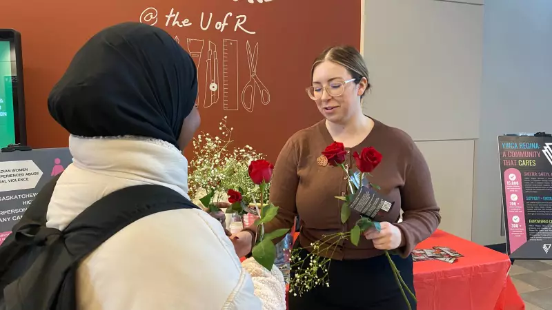 200 Roses Distributed at University of Regina to Honour Montreal Massacre Victims