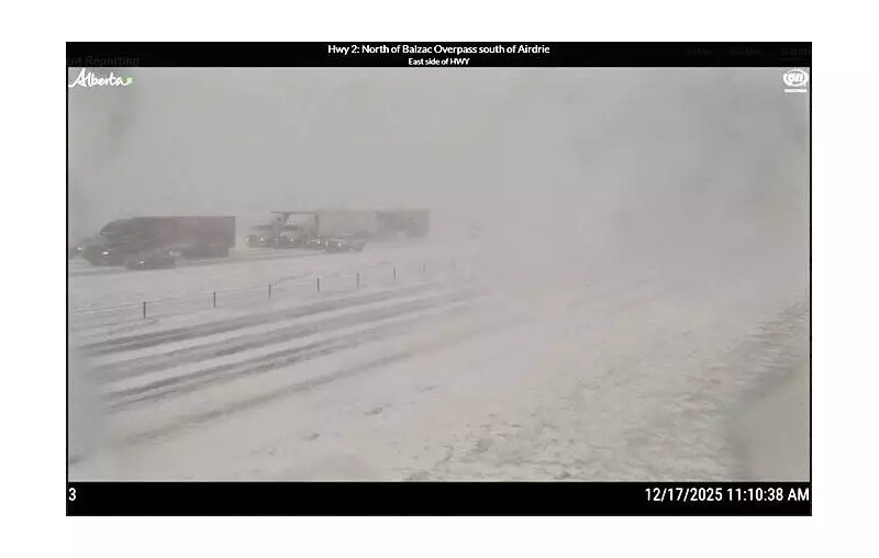 Blizzard Forces Closure of QE II Highway Near Calgary After Multiple Crashes