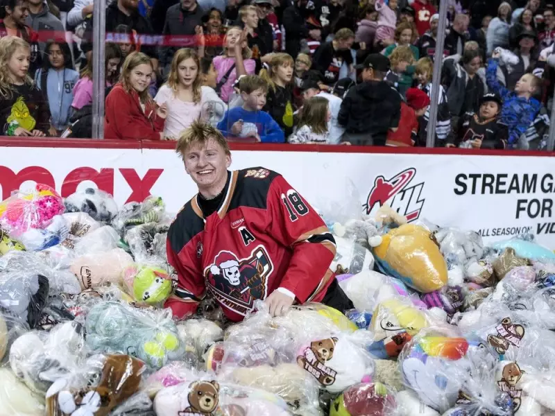 Calgary Hitmen's Ethan Moore Scores Latest-Ever Teddy Bear Toss Goal in 30th Annual Tradition