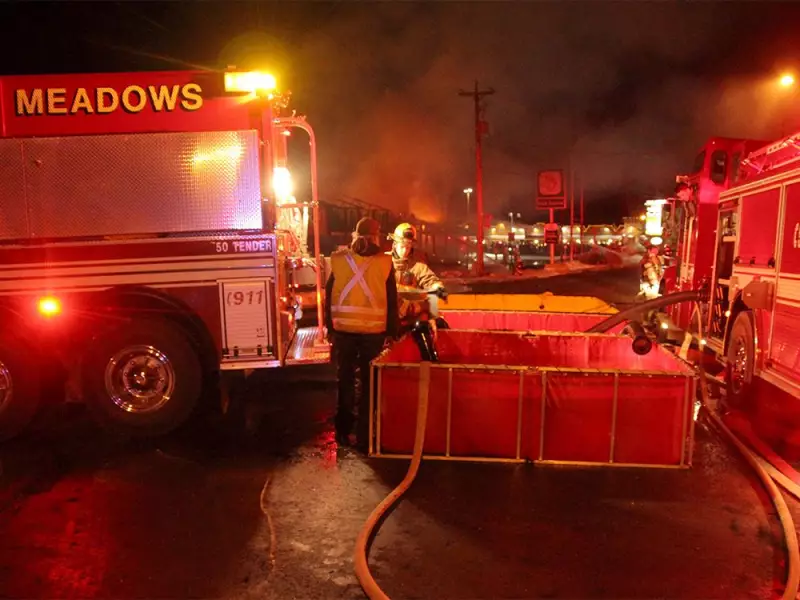 Firefighters Battle Blaze at Redwood Meadows Fire Station Near Calgary