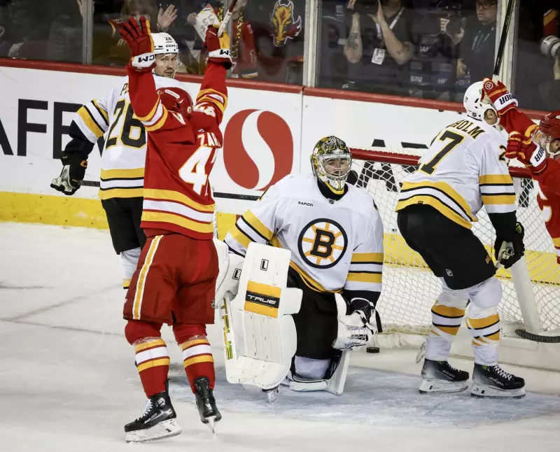 Flames' Power Play Awakens in OT to Defeat Bruins 3-2
