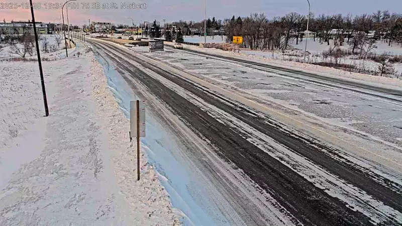 Highway 75 Closed Near Winnipeg Due to Ice-Covered Roads on Dec. 20