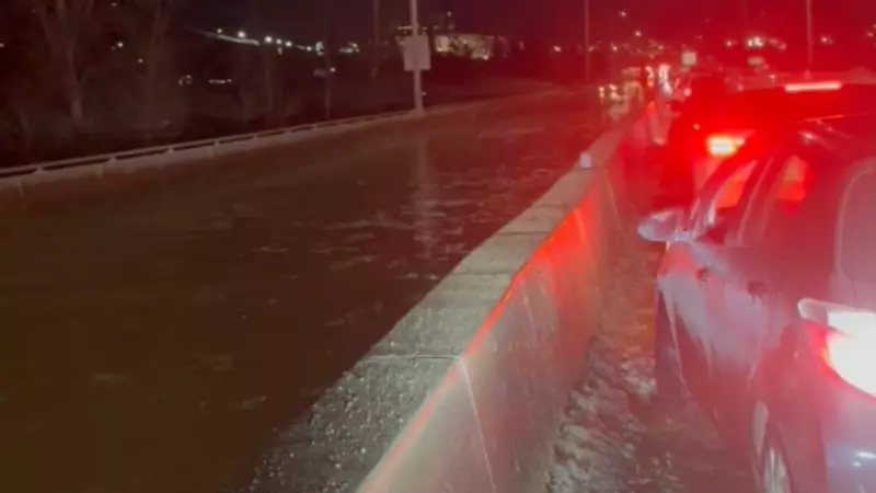 Major Water-Main Break Floods 16 Avenue & Home Road N.W. in Calgary