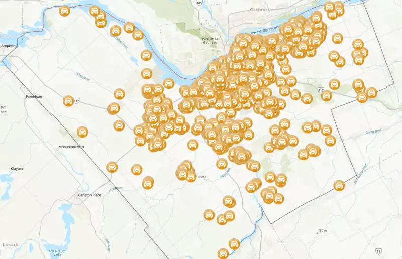 Ottawa's 2025 Vehicle Theft Hotspots Revealed in Police Crime Map