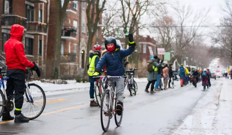 Outremont Residents Form Human Chain to Protest Bike Path Removal