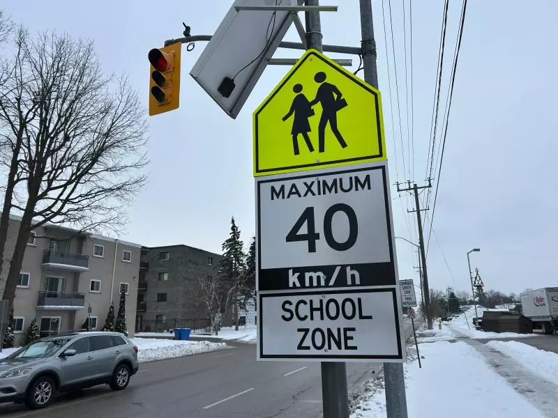 Oversized Signs Replace Speed Cameras in Orillia School Zones to Curb Speeding