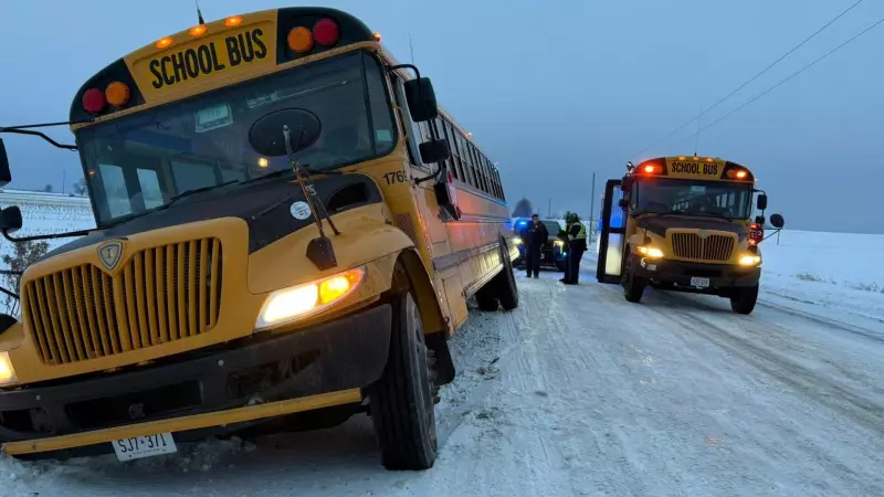 School Bus Slides into Ditch in Innisfil, Students On Board Unharmed