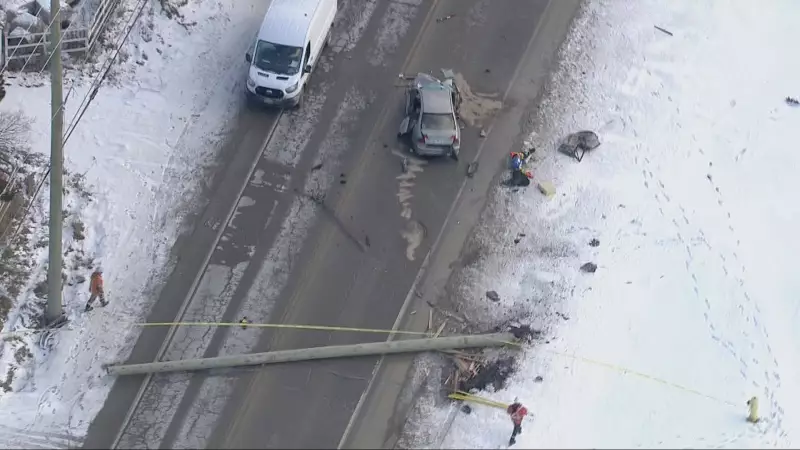 Two Hospitalized After Car Crashes into Pole in Vaughan