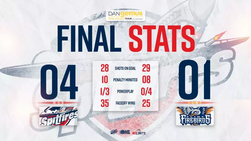 Windsor Spitfires Triumph 4-1 Over Flint Firebirds Behind Costanzo's 28 Saves