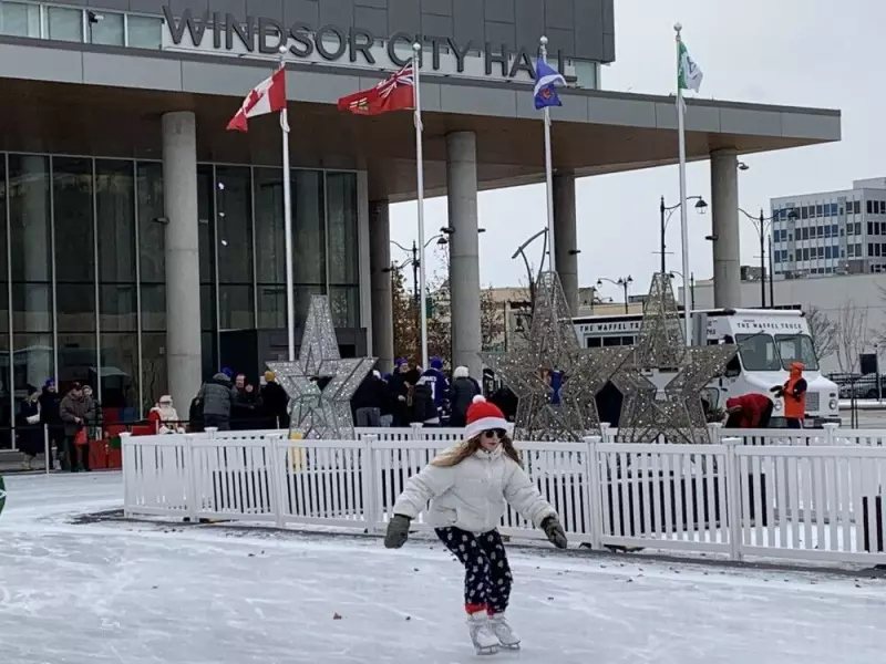 Windsor's New City Hall Square Ice Rink Opens, Drawing Hundreds to Downtown Core