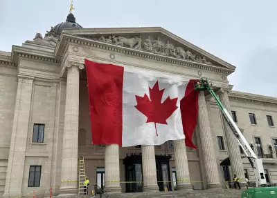 Massive Canadian Flag Returns to Winnipeg Football Club After Legislature Display