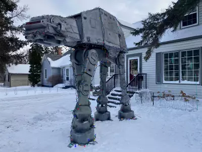 University of Winnipeg Students Build Giant Star Wars AT-AT Sculpture for Yard Display
