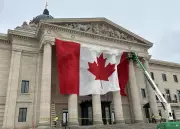 Massive Canadian Flag Returns to Winnipeg Football Club After Legislature Display