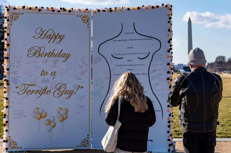 10-Foot Replica of Trump's Alleged Epstein Birthday Message Appears on National Mall