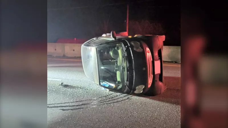 B.C. RCMP: Allegedly Impaired Driver Flips Smart Car While Distracted by Passing Train