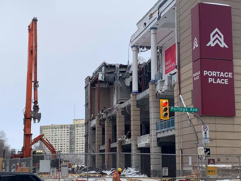 Demolition Progresses at Winnipeg's Portage Place in January 2026