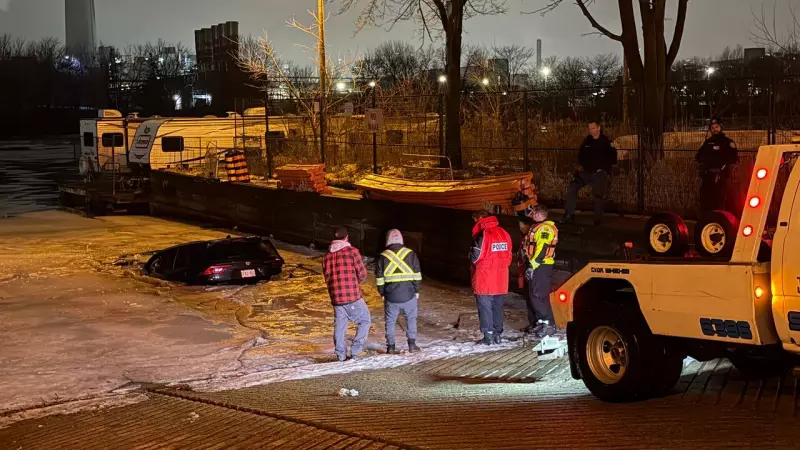 Driver Hospitalized After Car Slides into Mimico Waters