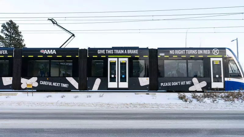 Edmonton LRT Wrapped in Safety Pleas: 'Please Don't Hit Me' Messages Target Drivers