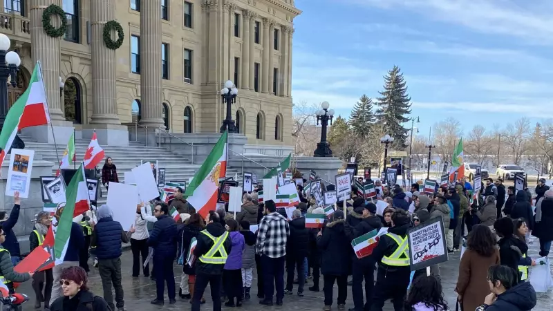 Edmontonians Rally at Legislature, Demand Global Action on Iran Crisis