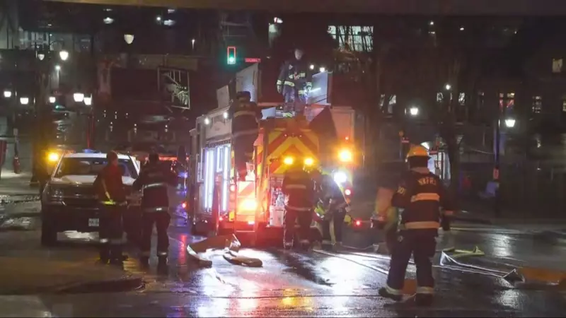 Fire Destroys Sushi Restaurant in New Westminster, B.C., Causing Road Closures