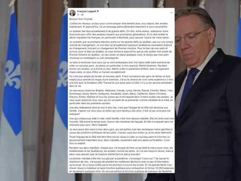 François Legault Resigns as Quebec Premier, Posts 13,000-Word Farewell