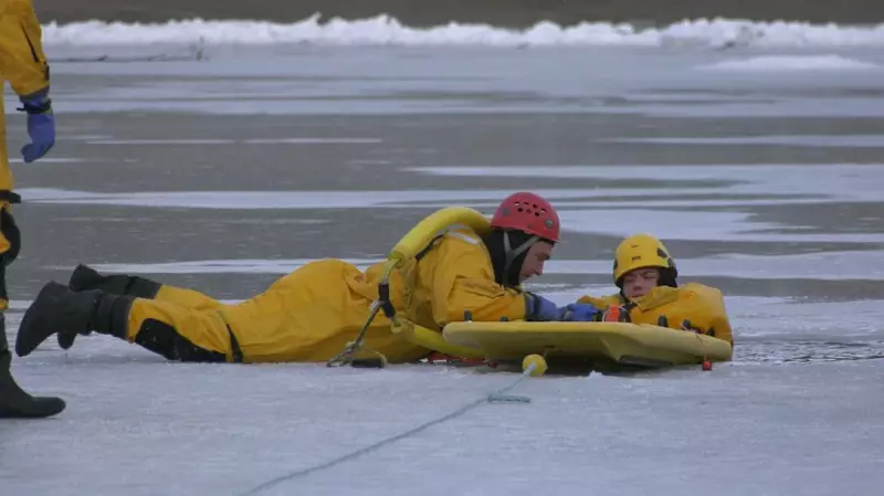 Fredericton Fire Conducts Ice Water Rescue Training at Killarney Lake