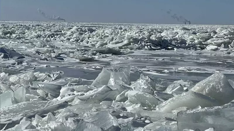Lake Erie Ice Surges Amid Bitter Cold and Unusually Low Water Levels in Windsor-Essex