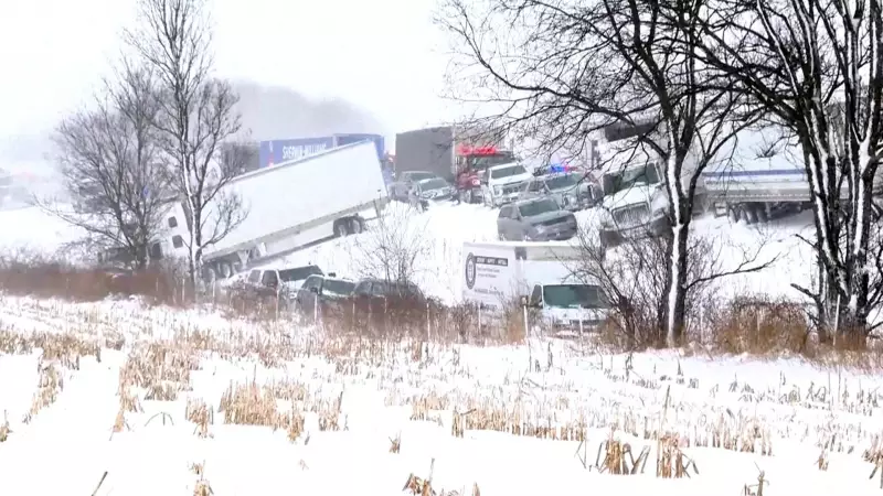 Massive 100-Vehicle Pileup in Michigan as Snowstorm Sweeps Across U.S.