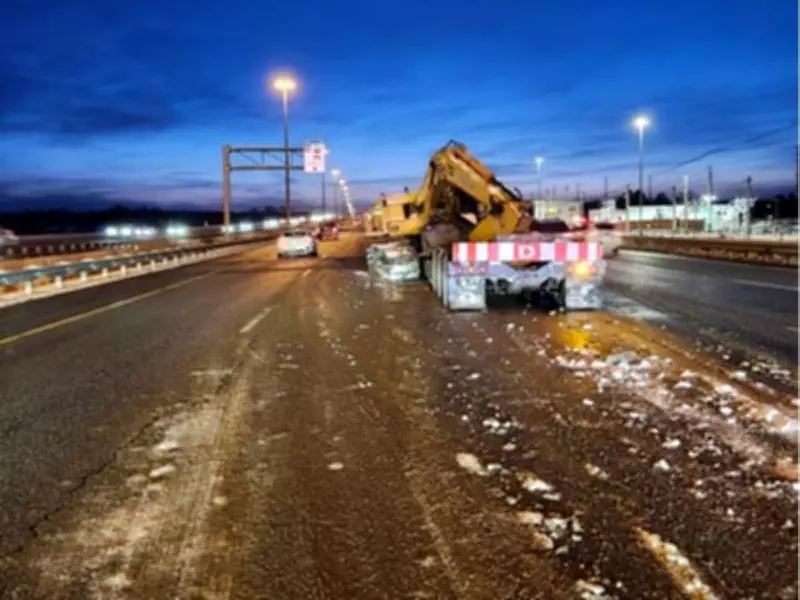 Massive Excavator Falls from Trailer, Blocks Highway 417 Westbound Lanes