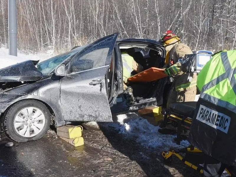 Ottawa Firefighters Rescue Trapped Victim After Sedan-Salt Truck Crash