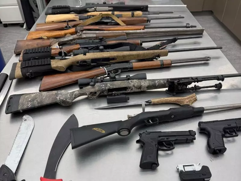 Parkland County man faces 21 charges after RCMP seize firearms, meth, stolen trailers