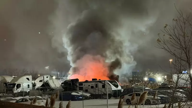 Police investigate suspected arson after multiple tow trucks set ablaze in Brampton