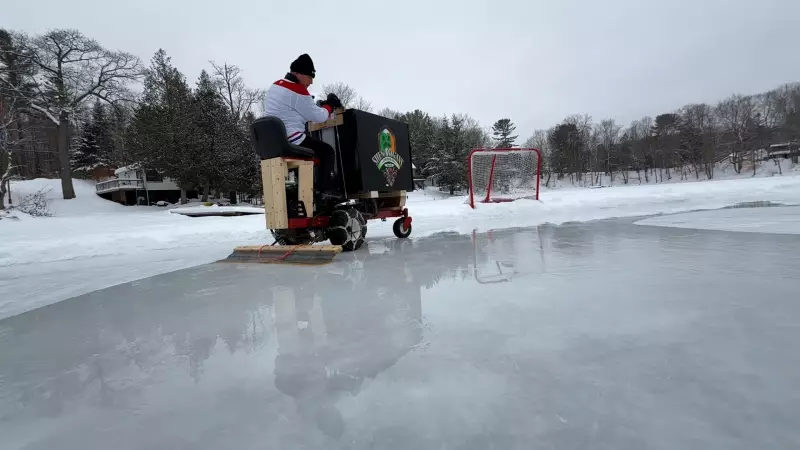 Quebec Man's Homemade Zamboni Transforms Backyard Rink on Long Lake
