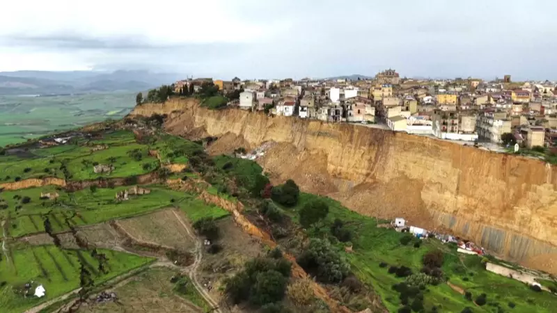 Sicilian Town Evacuated as Landslide Leaves Homes Perched on Cliff Edge