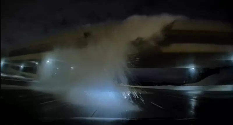 Toronto Driver's Windshield Cracked by Snow Plow from Highway 427 Overpass