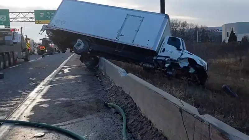 Truck Crash Spills Diesel on QEW in Burlington, Fort Erie Lanes Blocked