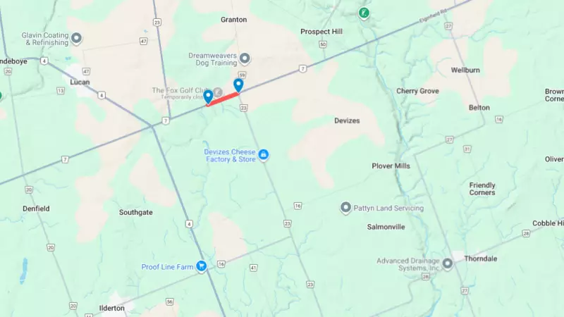 Two-Vehicle Crash Closes Elginfield Road in Middlesex County