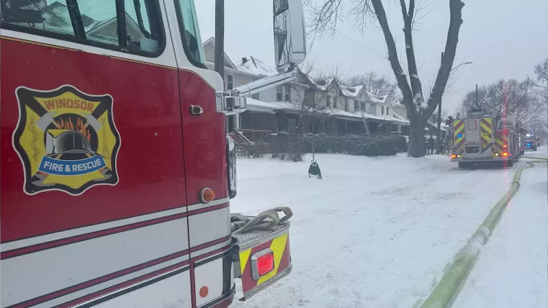 Windsor Firefighters Battle Intense House Blaze on Oak Street