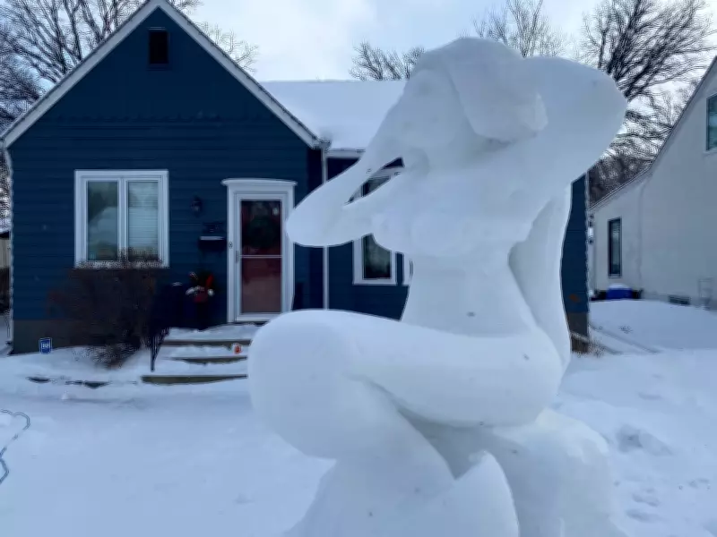 Winnipeg Artist's Towering Mermaid Snow Sculpture Captivates Community