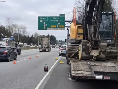 Highway 1 Delays in Surrey After Truck Strikes Overpass, Causing Damage