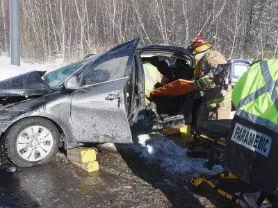 Ottawa Firefighters Rescue Trapped Victim After Sedan-Salt Truck Crash